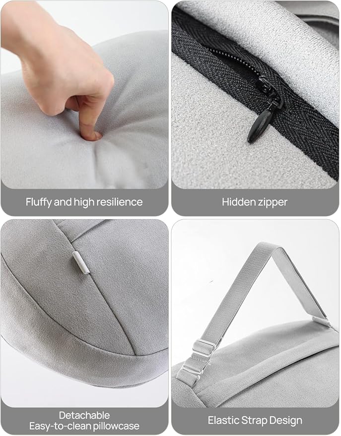 TPARTS Headrest Neck Pillow for Tesla Model 3/Y/X/S, Soft Faux Suede Fabric Car Neck Support Pillow Cushion for Traveling (Filled with Dupont Sorona Fiber)-1pc Gray