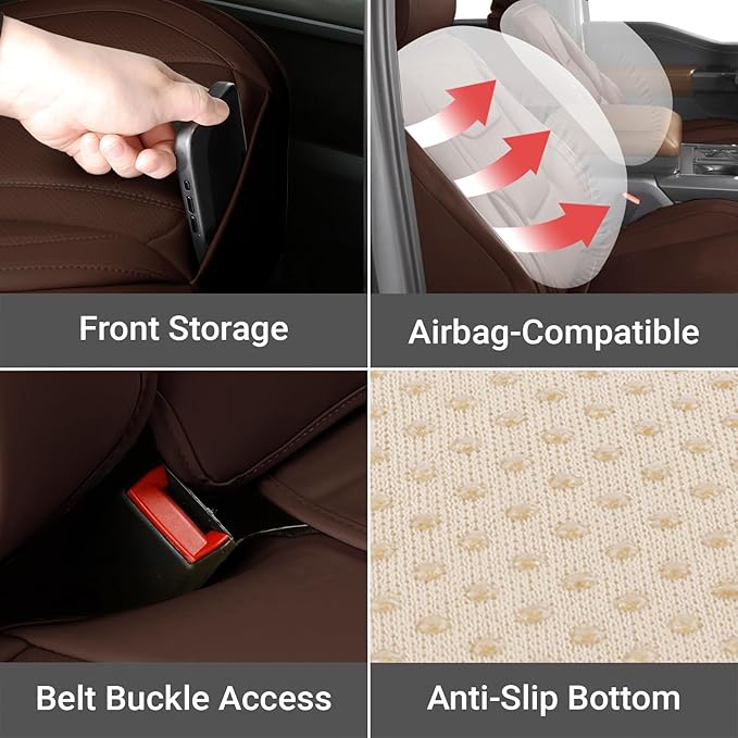 Coverland Custom Fit Car Seat Covers for SUV Compatible with [2000-2012 Nissan Pathfinder] Premium Car Seat Cover Water Resistant Leather Non-Slip Interior Protector [Full Set Dark Brown - Chart X83]