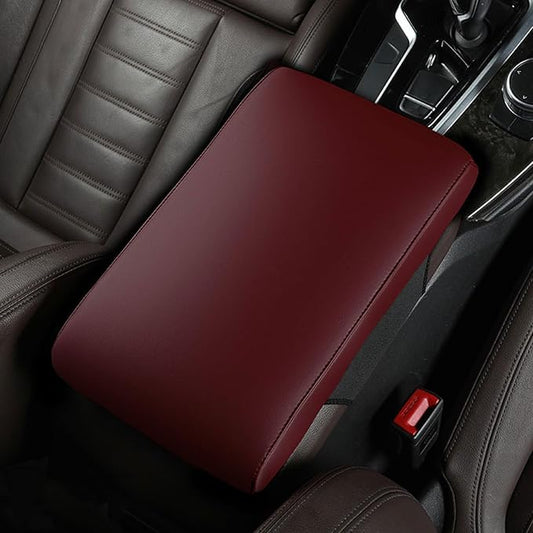 Car Armrest Cover Pad for Hyundai Elantra 6.Generation (AD) 2015-2020 Premium Leather Center Console Armrest Cushion Pad Anti-Scratch Waterproof Auto Interior Accessories Wine Red