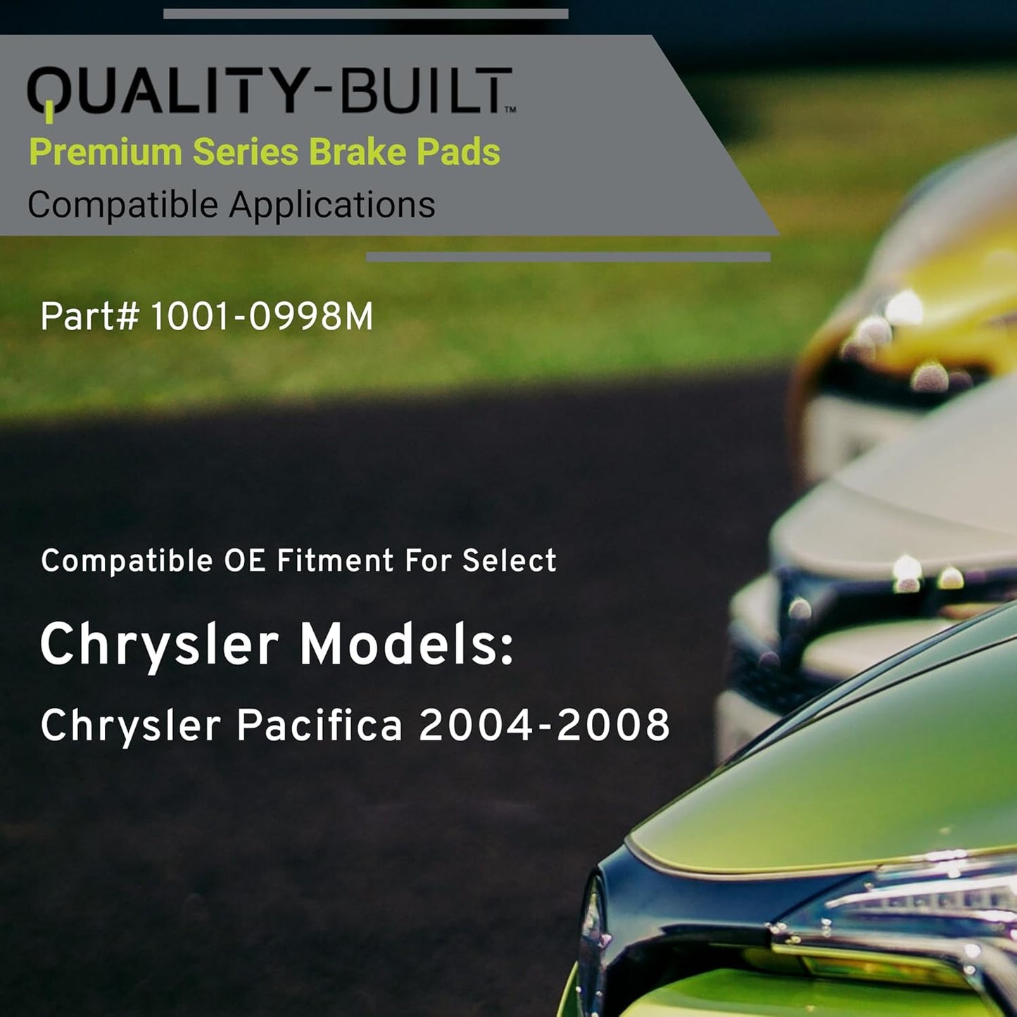 Premium Semi-Metallic Rear Brake Pads (1001-0998M) Compatible with Chrysler Pacifica 2004-2008