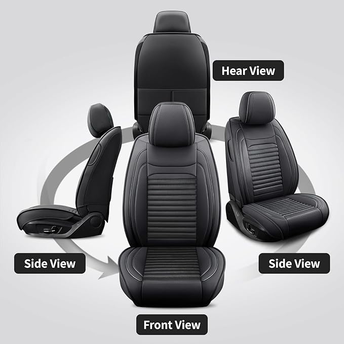 Front Seat Covers Fit for Toyota Corolla 2000-2025,2026, Car Seat Covers Front Seats, Breathable Faux Leather Automotive Seat Covers Front Pair Anti-Slip Seat Cover(Black, Front)
