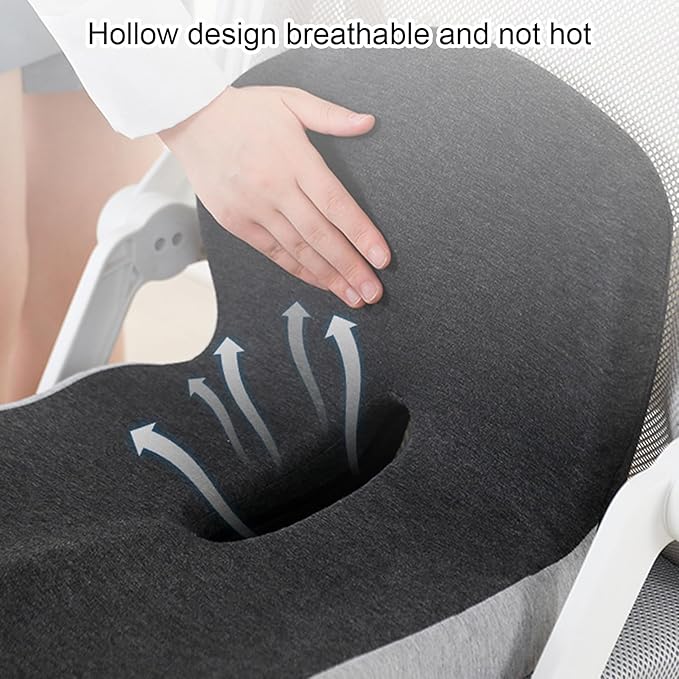 Car Seat Cushion for Long Driving, Ergonomic Memory Foam Seat Cushion, Car Seat Cushion for Back Pain and Lumbar Support Non Slip and Easy Clean for Driving Gaming Chair and Travel A Dark Gray