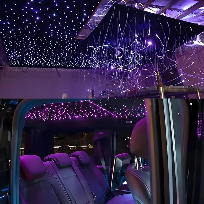 AKEPO 16W Small Size Twinkle Fiber Optic Lights Kit, Mixed 460pcs 9.8ft/3m Optical Fiber APP Music Activated RGBW Car Starlight Headliner/Home