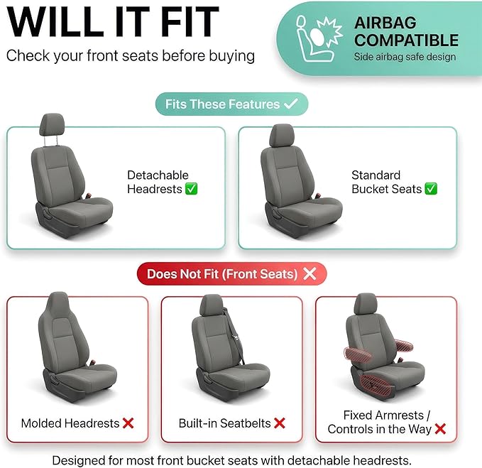 FH Group Automotive Car Seat Covers Full Set Premium 3D Air Mesh Front Seat Covers, Airbag Compatible & Split Bench Cover Universal Fit Interior Accessories for Cars Trucks and SUVs - Green