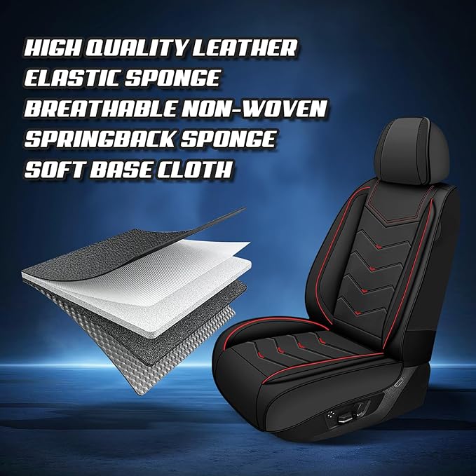 Car Seat Covers for Cadillac CTS 2003-2019, Premium Nappa Leather Car Seat Cover, Stylish Sport Seat Covers， Automobile Seat Cover Sets.(Luxury 5 Seats/Black)