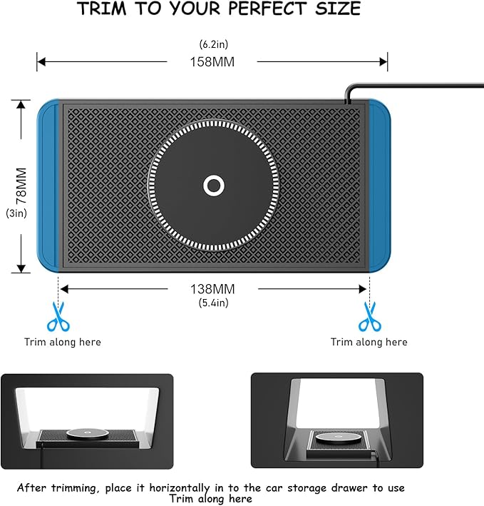 Cord‑Free Charging Pad for Nissan Pathfinder 2000–2025, Fast Charging Mat Non Slip with USB C Cable Universal Auto Center Console Charger Phones Dashboard