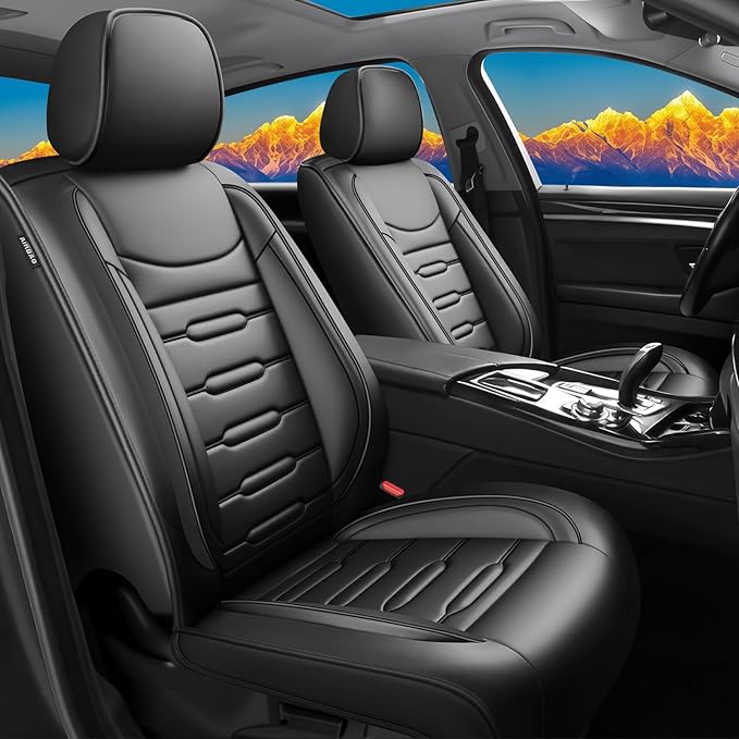 Fit Venza Car Seat Covers for Toyota Venza 2009-2024 2025 2026 - Upgraded Premium Waterproof & Breathable Leather, Airbag Compatible, All-Weather Seat Cushion Protector (Full Set, Black)
