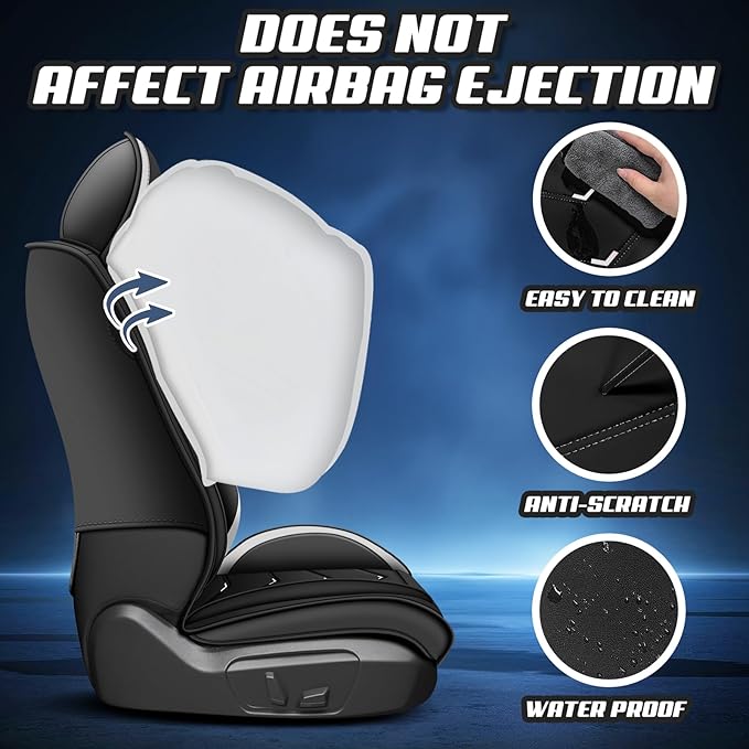 Car Seat Covers for Hyundai Sonata 2002-2026, Premium Nappa Leather Car Seat Cover, Stylish Sport Seat Covers， Automobile Seat Cover Sets.(Luxury 2 Seats/Black White)