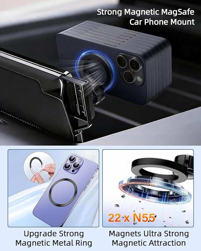 PZK Car Phone Mount for Hyundai Elantra 2021-2025 2026 SE/SEL/Sport/Limited/N Line Accessories 8-Inch/10.25-Inch Screen Car Phone Holder Compatible with Magsafe 360° Rotation Phone Cradles