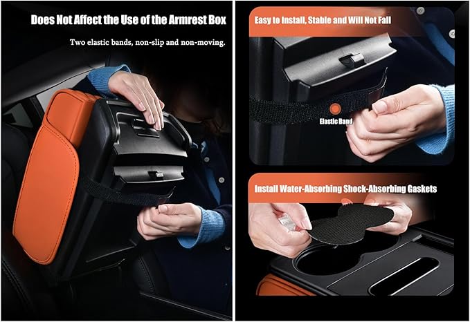 Car Armrest Center Console Cover for Subaru XV/Subaru Crosstrek (GP) 1.Gen 2012 2013 2014 2015 2016 2017, Center Console Pad with Cup Holder, Multifunctional Armrest Cushion,B Black