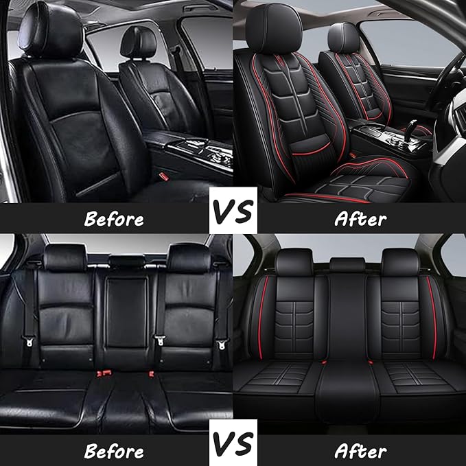 Leather Car Seat Covers Fit for Toyota FJ Cruiser 2002-2024, 5 Seater Car Seat Cover, Premium Waterproof, Scratch Resistant Car Interior Accessories (Full Set Black White)