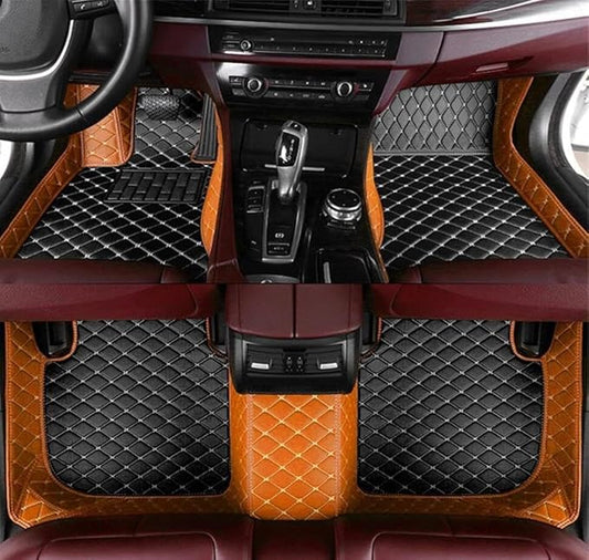 Custome Car Mats Accessories All Weather Floor mats Compatible with Automotive Floor Mats Passenger car mats (Orange Black)