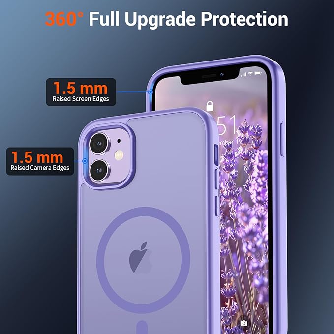 SUPFINE Magnetic for iPhone 12 Case/iPhone 12 Pro Case (Compatible with MagSafe)(Military Grade Drop Protection) Translucent Matte Shockproof Phone Cover,Purple
