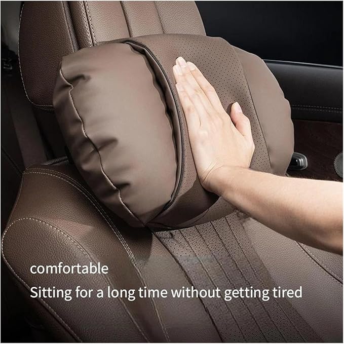 1/2PCS PU Leather Car Neck Pillow & Lumbar Support Cushion, Breathable Universal Seat Headrest Waist Pad, Soft Support Cushion for Daily Driving and Travel(E Style headrest)