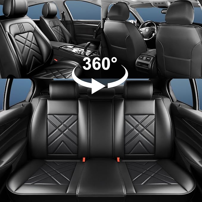 CX-50 Car Seat Covers Fit for Mazda CX-50 2023-2026, Full Coverage Premium Leather Waterproof Breathable Seat Covers, Automotive Seat Protectors, Airbag Compatible(Full Set Seats, Black Gray)
