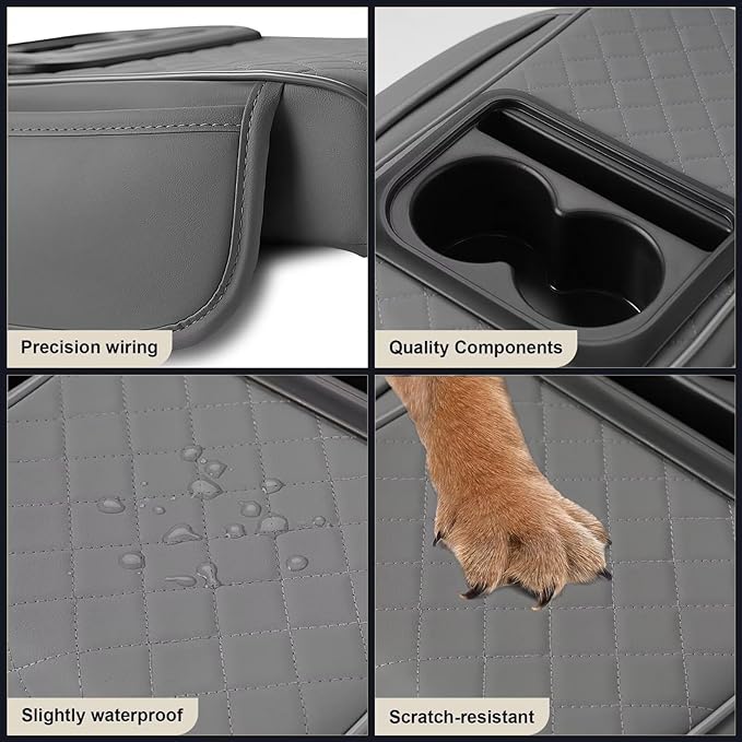 Center Console Cover Fit for Corolla Faux Leather Car Armrest Cushion with Storage Bags, Cup Holder ＆ Phone Storage Multifunctional Middle Console Cover(Grey)