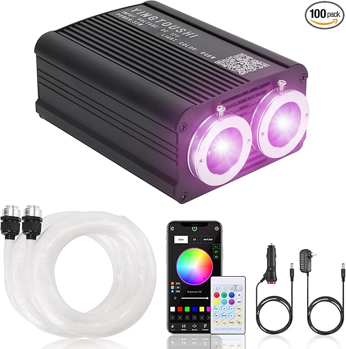 Twinkle Starlight Headliner Kit, Dual-Head 800pcs 0.03in 9.8ft Fiber Optic Light Music Sync Remote Control for Car Home Ceiling Star Lights