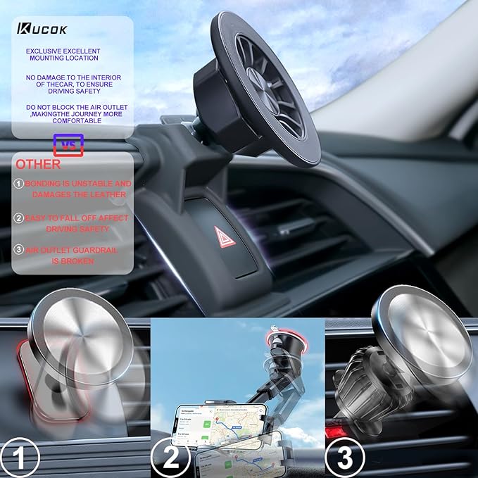 Jeep Renegade Phone Mount for MagSafe, Exclusive Fit for Jeep Renegade 2015-2024, Fit for MagSafe iPhone 16/15/14/13/12/Mini Series, Super-Strong Magnet for Jeep Renegade Accessories