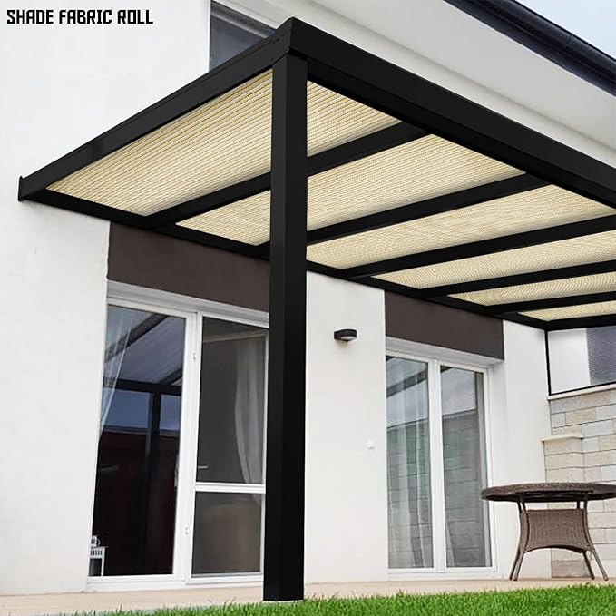 TANG Sun Shade Fabric Roll 8'x36' Shade Cloth for Garden Beige HDPE Mesh Shading Pergola Cover Replacement Canopy, 95% Blockage Sunshades for Outdoor Patio Backyard Plant