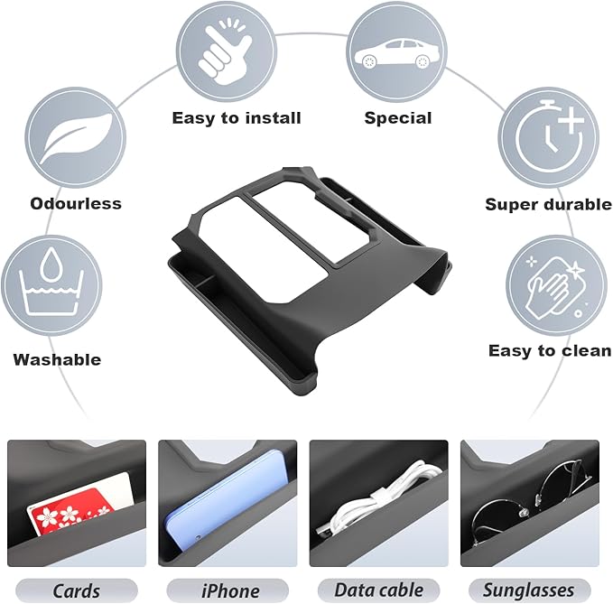 SKTU 2PCS for 2026 Toyota RAV4 Center Console Gear Shift Mat for 2026+ Toyota RAV4 (LE/SE/XLE Premium/Woodland/XSE/Limited) Console Gear Shift Mat & Gear Shift Panel 2026 RAV4 Accessories Storage Box