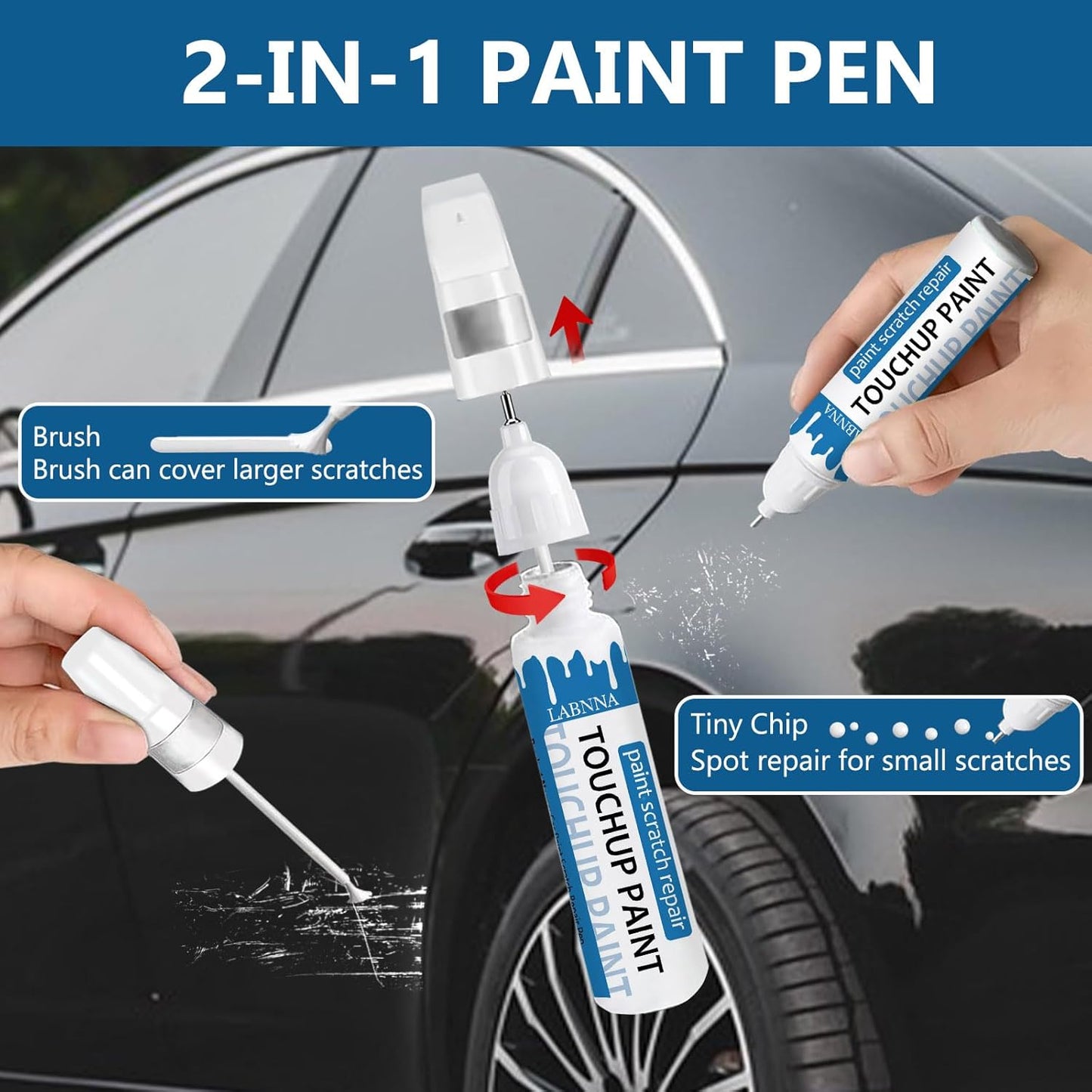 Celestial Silver Metallic (1J9) Touch Up Paint for Toyota-Exact Match 2 in 1 touchup Paint Pen for Chips and Nicks Repair Car Paint Scratch Repair Kit