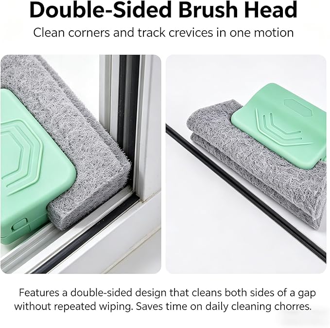 2026 New Magic Window Track Cleaner, Window Groove Cleaning Brush Tools Set, for Cleaning Tile Grout, Louver Blades, Car Air Conditioning Vents, and Narrow Gaps (3pcs Green)
