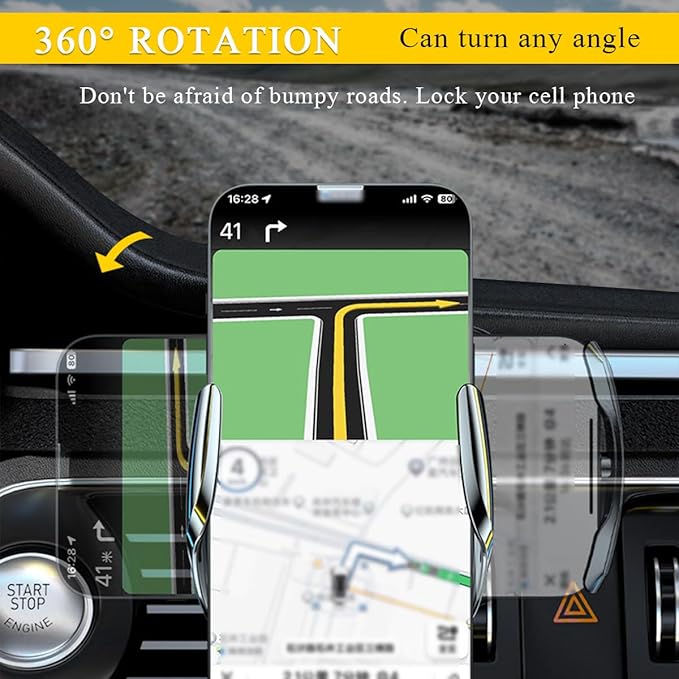 Ohleats Wireless Car Charger Mount, 15W Automotive Electric Wireless Charger Holder, Car Air Vent Mount Bracket Fast Charging for Most Smartphone, Universal Car Accessories (Golden)