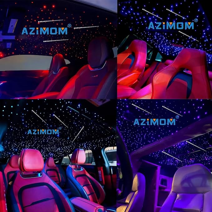 AZIMOM 2-in-1 Twinkle Meteor Fiber Optic Starlight Headliner 450pcs 0.03in 9.8ft Twinkle Stars+240pcs Shooting Star Sound Mode APP& Remote Control Starlight Meteor Kits for Car Home Ceiling