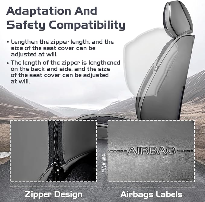 Truck Seat Covers for Ford Bronco 2021-2026, Waterproof Premium Leather Full Coverage Car Seat Cover, Muscle Sport Style Auto Interior Seat Cover Sets (Front Set/Gray Black)