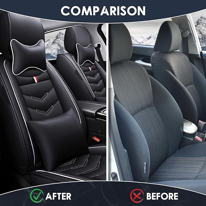 Car Seat Cover 7 Seats for Hyundai Palisade 2020-2025, Durable Wear Resistant Waterproof Sport Seat Cover, Breathable No Odor Premium Leather Vehicle Seat Covers.(Luxury,Black White)