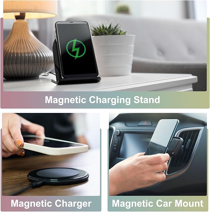 uxcell Magnetic Adapter Ring, 2Pcs Magnetic Sticker Ring ABS Universal Magnet Wireless Charging Conversion Kit for Mobile Phone Case Wireless Charger, Blue