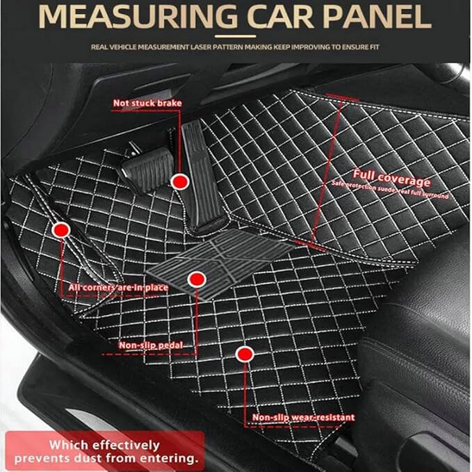 TREGOO All Weather Car Mats Custom Fit Non Slip Floor Mats for 1998-2025 Cars Personalized Leather Protection Pads Suitable for Men Women (Edge Purple, Black Beige)