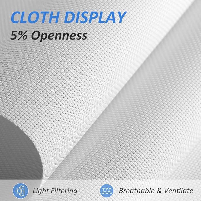 LUCKUP Light Filtering Roller Shades for Windows, Cordless Semi Sheer Solar Blinds with 5% Openness Free-Stop Window Shades for Home & Office, White 32" W x 72" L