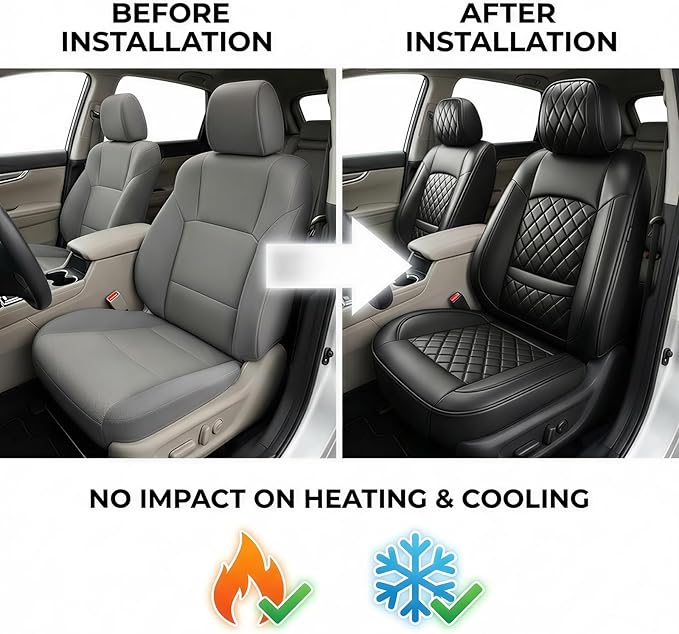 Fit for Accent Seat Covers Compatible with Hyundai Accent 2017-2026 - Waterproof Breathable Leather Automotive Seat Cushions Protector,Airbag Compatible,Full Set 5 Seats(Black)