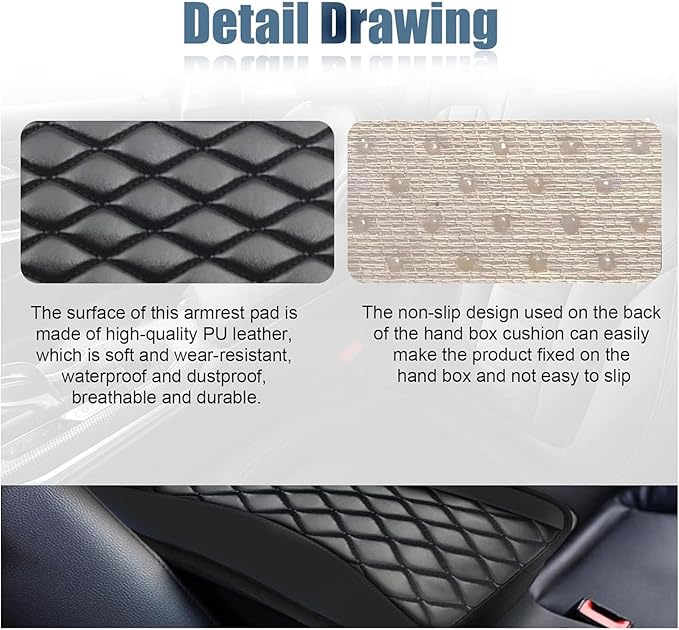 Leather Car Center Console Armrest Pad for Toyota Tacoma 2005-2023, Auto Armrest Cushion, Waterproof Seat Box Cover Protector, Vehicle Interior Decor Accessories, Red