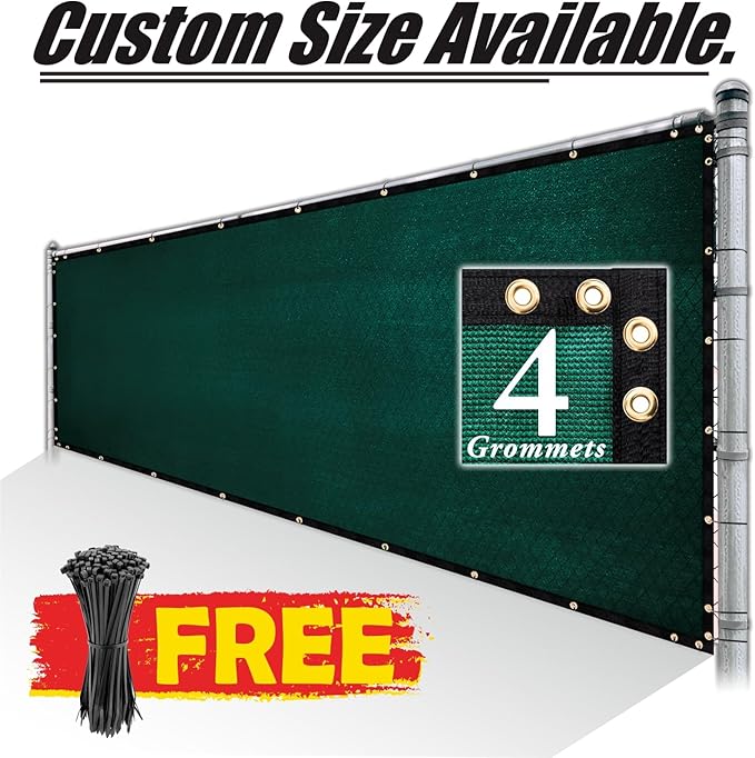 Royal Shade Custom Size 6' x 30' Green Fence Privacy Screen Windscreen Cover Netting Mesh Fabric Cloth - Cable Zip Ties Included (We Make Custom Size)