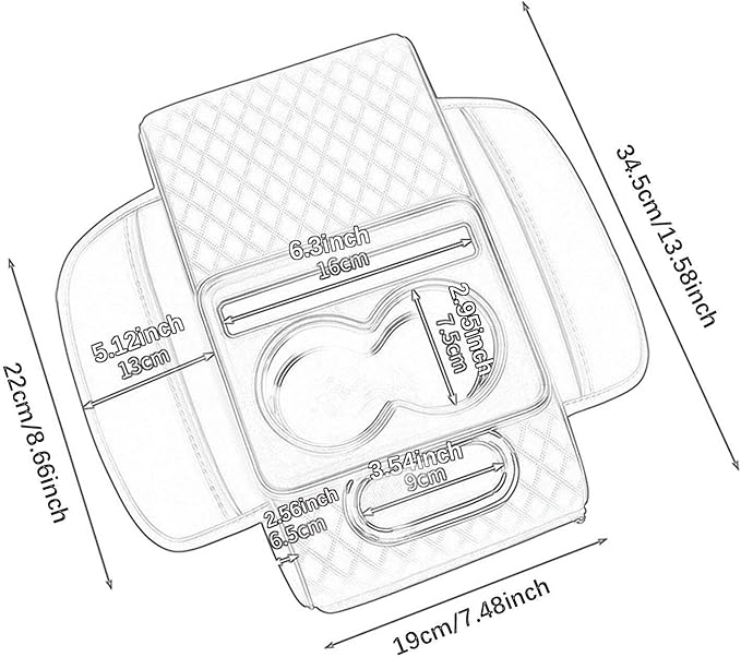 Car Center Console Pad PU Leather Armrest Organizer with Tissue Box Slot for Vehicles, Style B