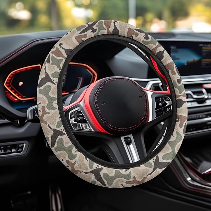 SEANATIVE Auto Steering Wheel Cover Universal 14inch-15inch Steering Wheel Covers for Men Duck Camo Hunter Car Interior Accessories