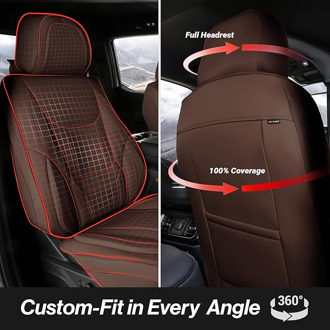 Coverland Custom Fit Car Seat Covers for SUV Compatible with [2003-2012 Infiniti FX35] PPremium Car Seat Cover Water Resistant Leather Non-Slip Interior Protectorr [Full Set Dark Brown - Chart X67]