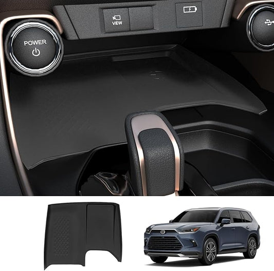Wireless Charging Anti-Slip Mat for Grand Highlander Accessories, Black Silicone Protective Pad for 2026 2025 2024 Grand Highlander Accessories