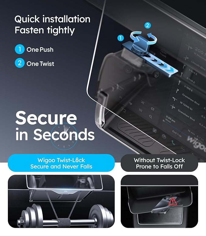 Wigoo Under Screen Organizer for Model 3 2016~2026, Including Model 3 Highland 2024~2026 (Standard, Premium & Performance), Concealed Center Console Organizer Tray, Quick & Stable Installation