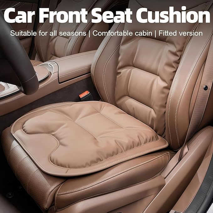 Car Seat Cushion, 2025 New Skin-Friendly Leather Seat Cushions, Breathable Dirt-Repellent Memory Foam Pad for Most Auto & Office Chairs (Black)