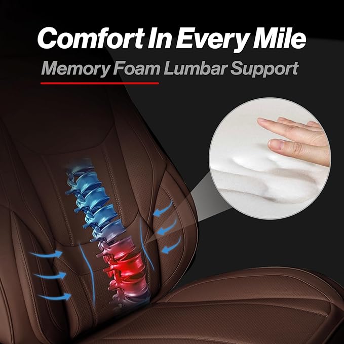Coverland Custom Fit Car Seat Covers for SUV Compatible with [Soul, Kona, Niro, Kicks, Blazer EV, Freelander] Premium Waterproof Non-Slip Interior Seat Protector [Full set Dark Brown - Size Chart X85]