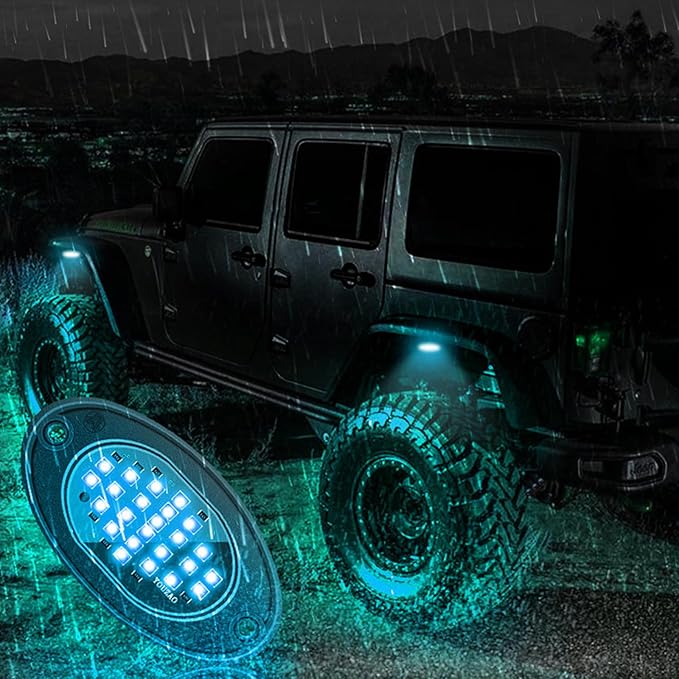 12 Pods Rock Lights Pure LED Lights for Car SUV Ambient Underglow Lights Waterproof Neon Trail Rig Lamp Lighting for Truck