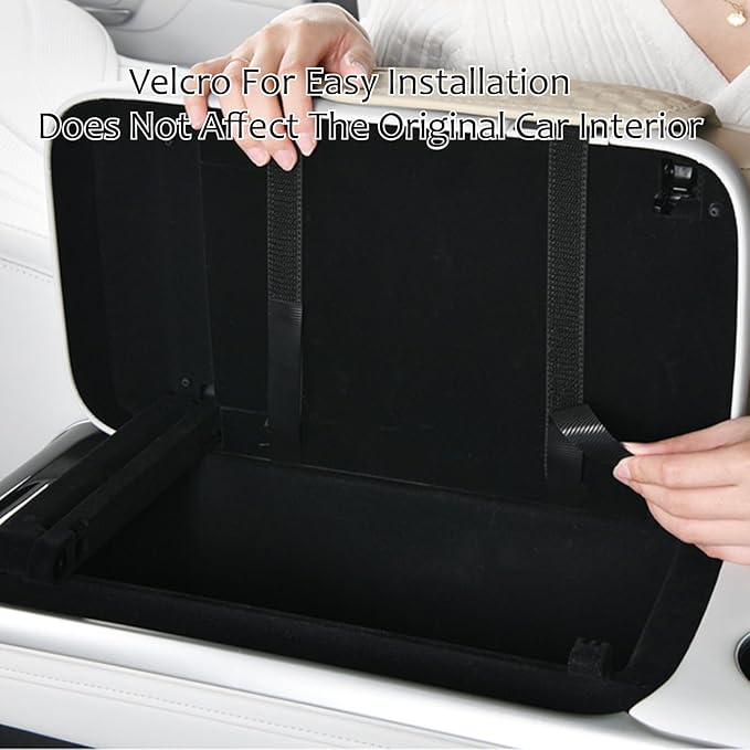 Car Center Console Armrest Pad, Arm Rest Box Cushion with Ergonomic Height Boost, Storage Pockets, Built-in Tissue Box, Cupholder, Fit for Most Sedan Vehicles (Embossing Checkerboard, Grey)