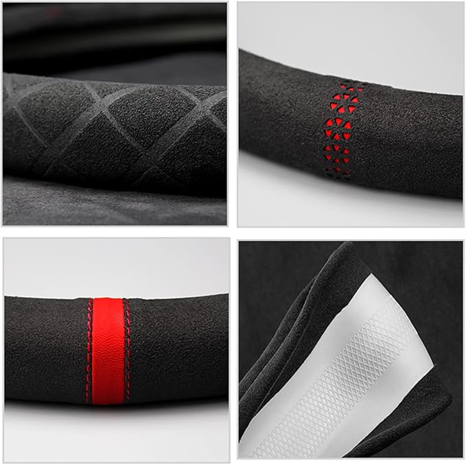 Suede Steering Wheel Cover,Compatible with Mazda 3 CX-9 RX-8 CX-5 Mazda 6 MX-5 Miata Suede Leather Sport Non-Slip Wheel Cover Car Interior Accessories 15 inch for Man and Women