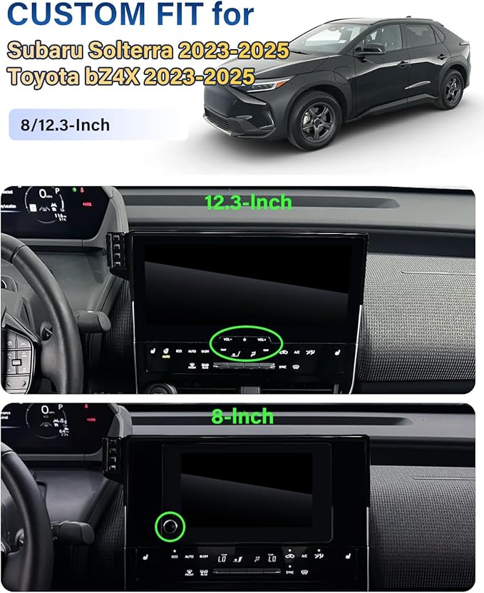 Phone Holder for Subaru Solterra/Toyota bZ4X 2023-2025 Accessories 8/12.3-Inch Screen Fixed Clip, Car Magnetic Phone Mount Compatible with MagSafe, Magnets Wireless Charger bZ4X Cell Phone Holder Base