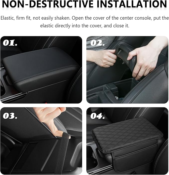 Upgraded Car Center Console Cover,Microfiber Leather Car Armrest Cover Cushion with 2 Storage Bags,Universal Car Armrest Storage Box Car Interior Accessories for Most Vehicles (Turquoise)