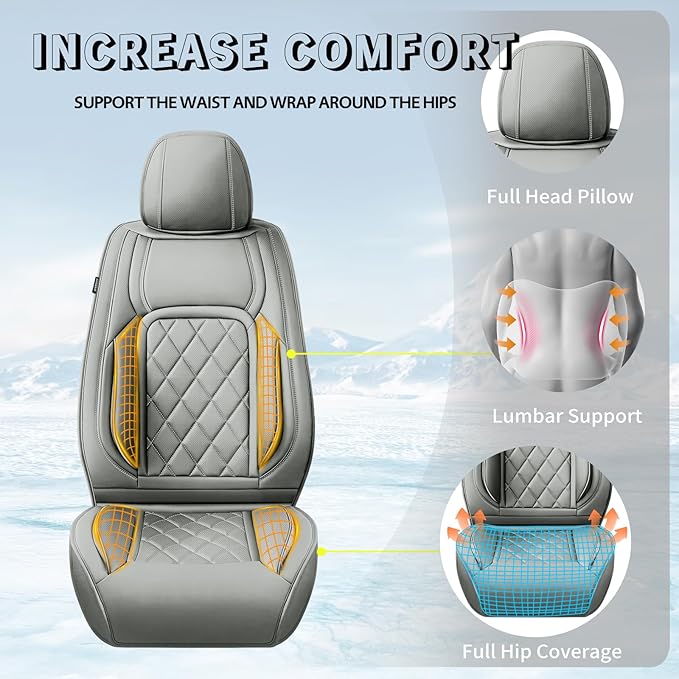 Fit HRV Car Seat Covers Compatible with Honda HRV 2016-2025 2026, Premium Leather Breathable, Wear Resistant, Airbag Compatible, All-Weather Protection & Full Coverage, 2 Front Seat Gray