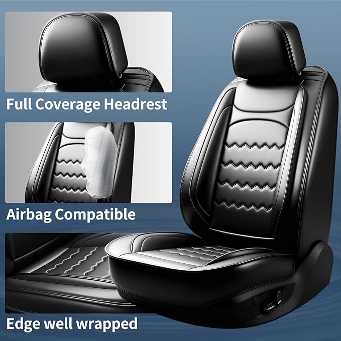 CX-5 Car Seat Covers Custom Fit for Mazda CX-5 2013-2025 2026, Full Coverage Leather Waterproof Breathable Seat Covers, Automotive Seat Protectors, Airbag Compatible(Full Set Seats, Black)
